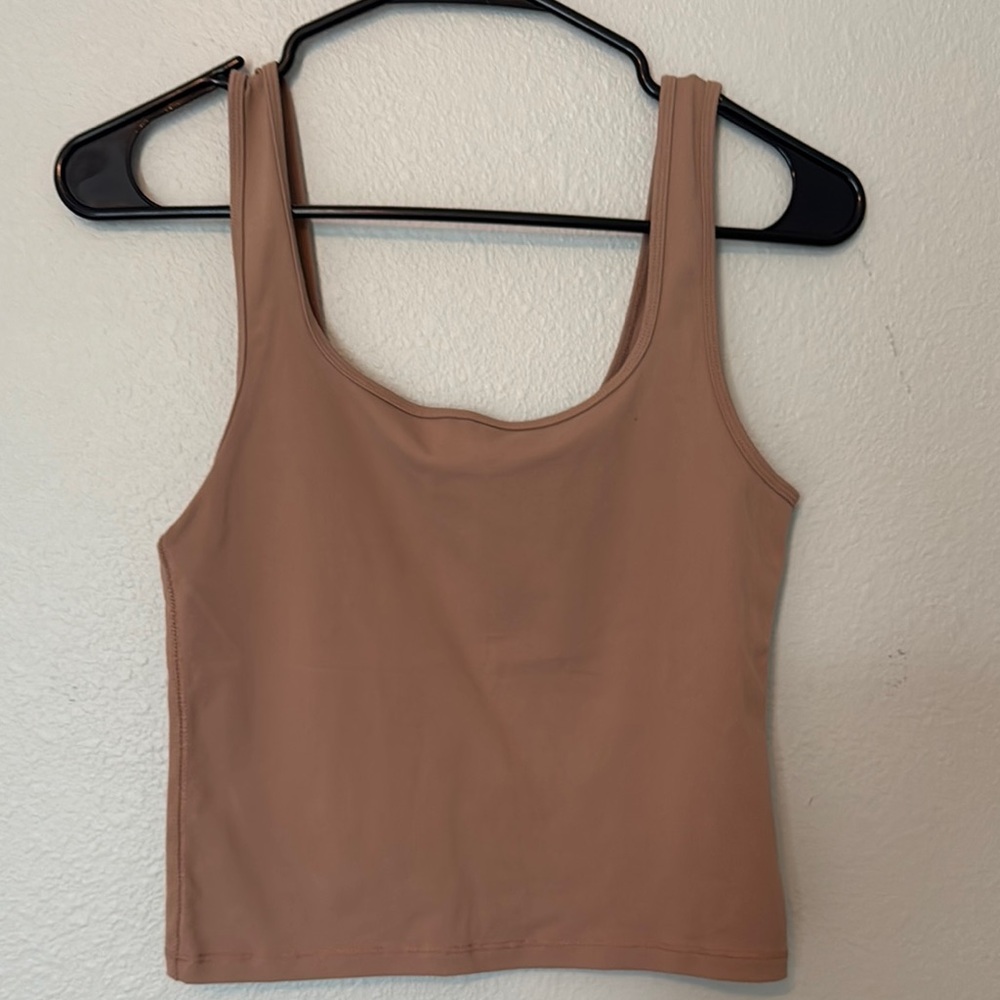 Abercrombie & Fitch Tan Fitted Crop Tank Tops